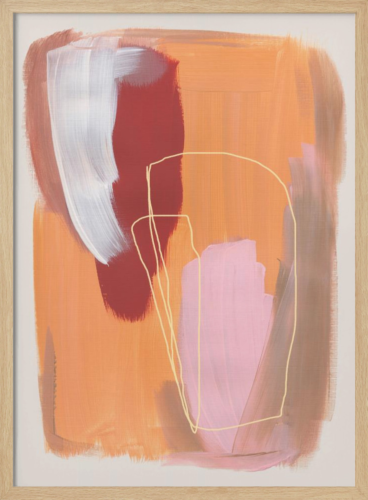 Poster - Abstract Brush Strokes 125 natural wood poster frame