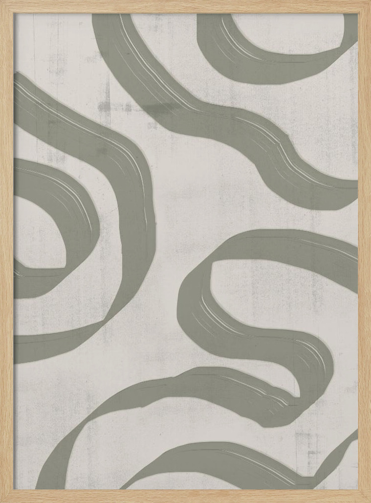 Poster - Green Sage Waves No. 1 natural wood poster frame