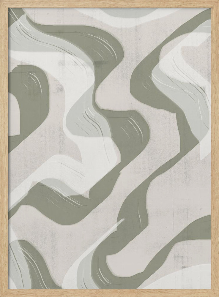 Plakat - Green Waves No.3 ramka na plakat z naturalnego drewna