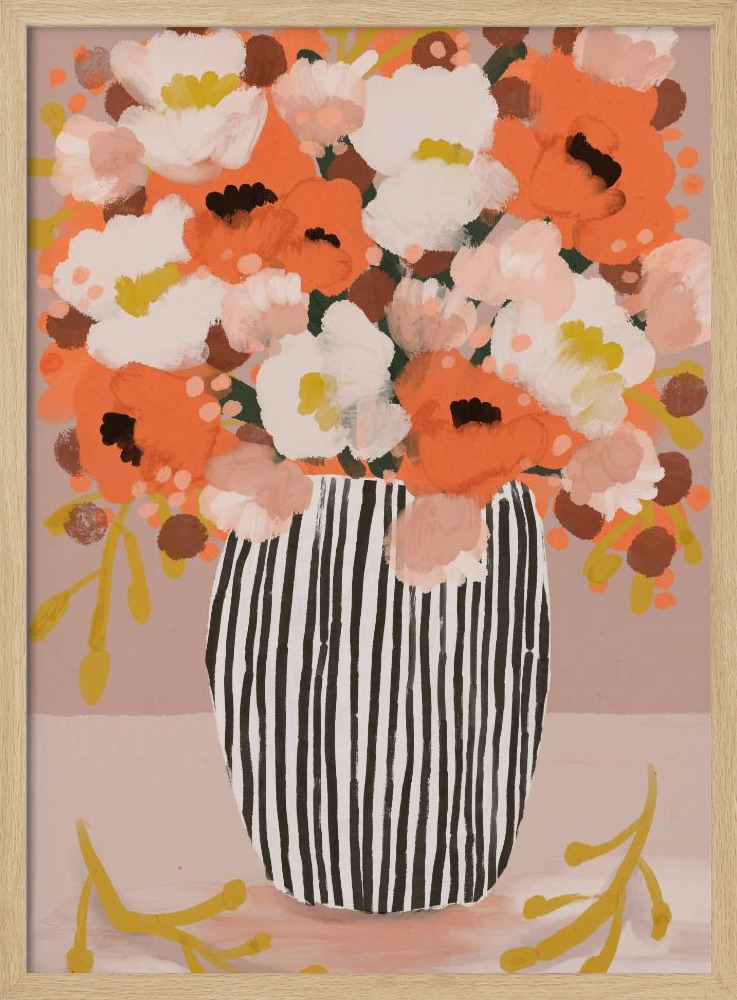 Poster - Pastel flowe rimpression no 10 natural wood poster frame