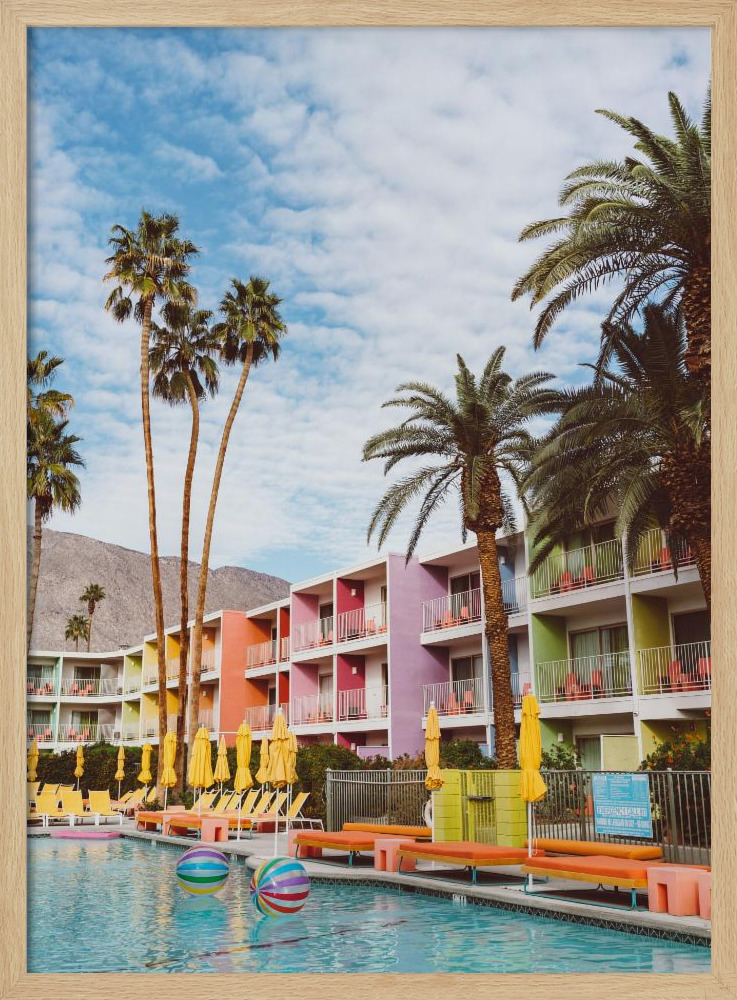 Poster - Palm Springs Pool Day VII natural wood poster frame