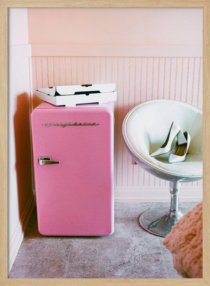 Poster - Pink Motel posterframe van natuurlijk hout