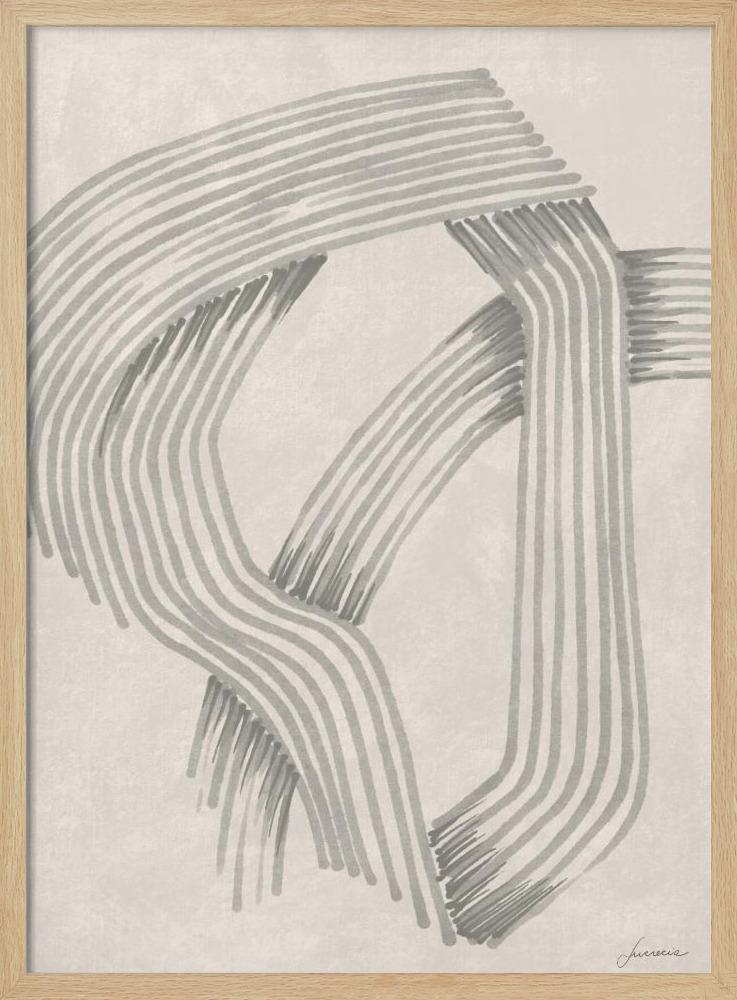 Poster - Abstract Grey Intersections 01 natural wood poster frame