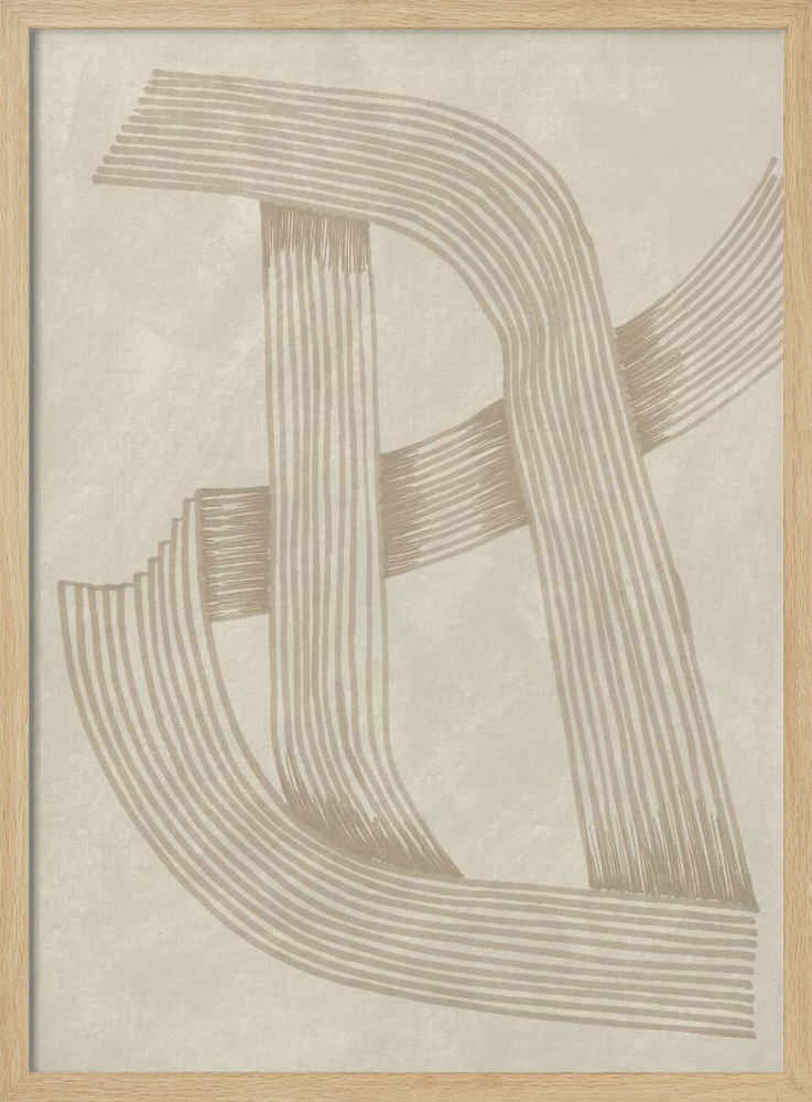 Poster - Abstract Sophisticated Line 02 natural wood poster frame