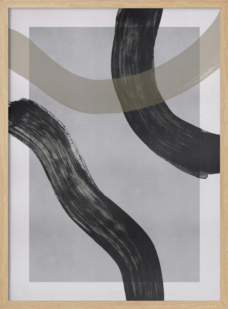 Poster - Lines and Shapes 2 posterframe van natuurlijk hout
