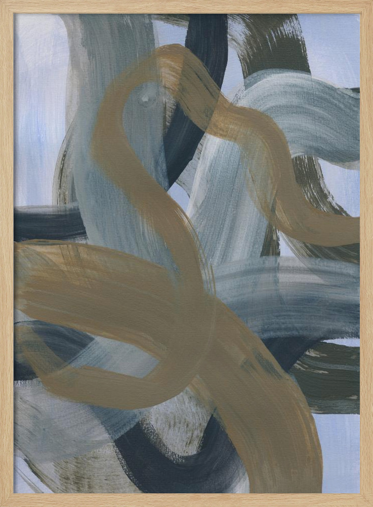 Affiche - Abstract Brush Strokes 124 cadre de poster en bois naturel