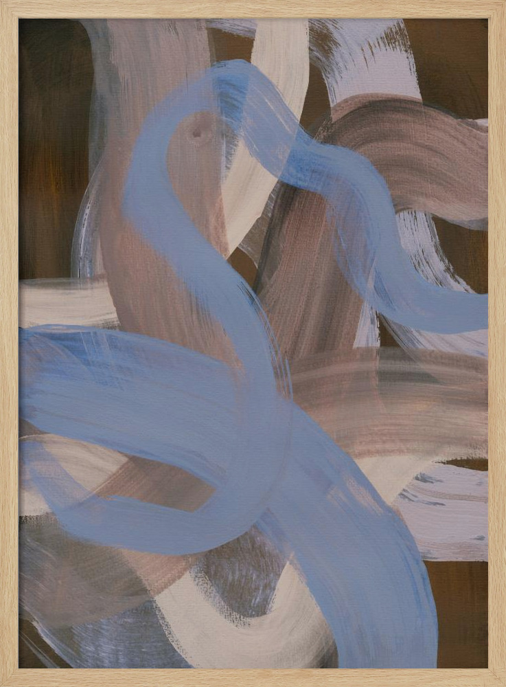 Poster - Abstract Brush Strokes 124X natural wood poster frame