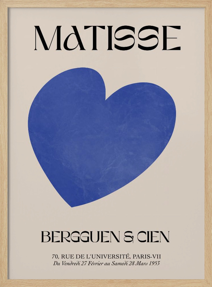 Poster - Blue Heart natural wood poster frame
