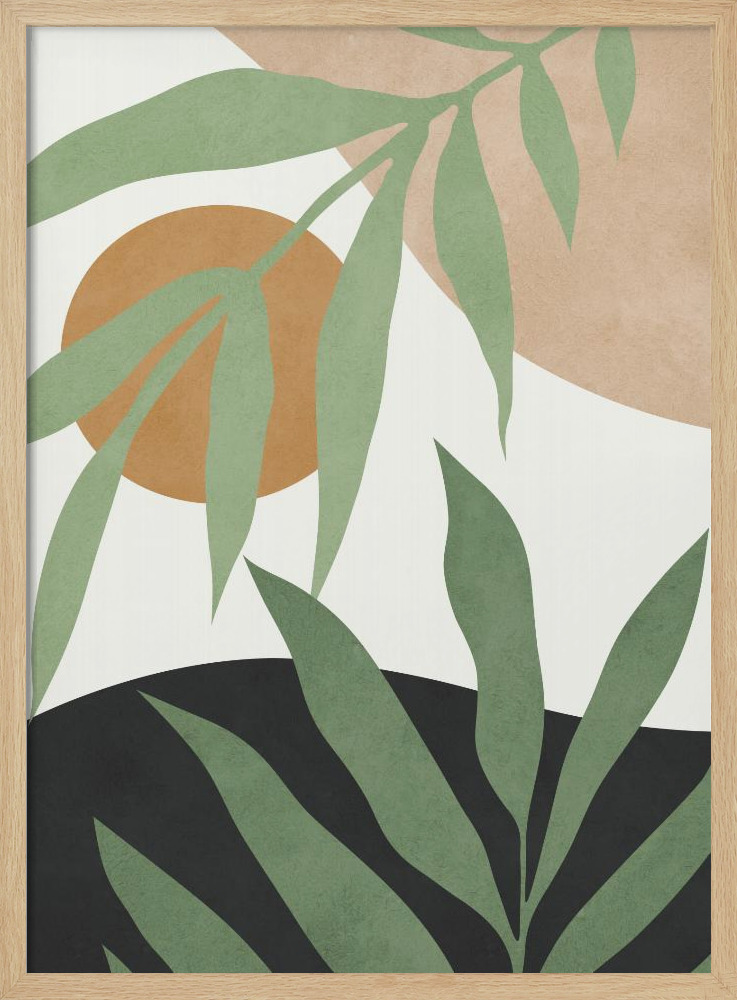 Poster - Floral and tropical 4 posterframe van natuurlijk hout
