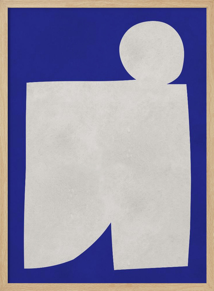 Poster - Blue and white art 2 natural wood poster frame