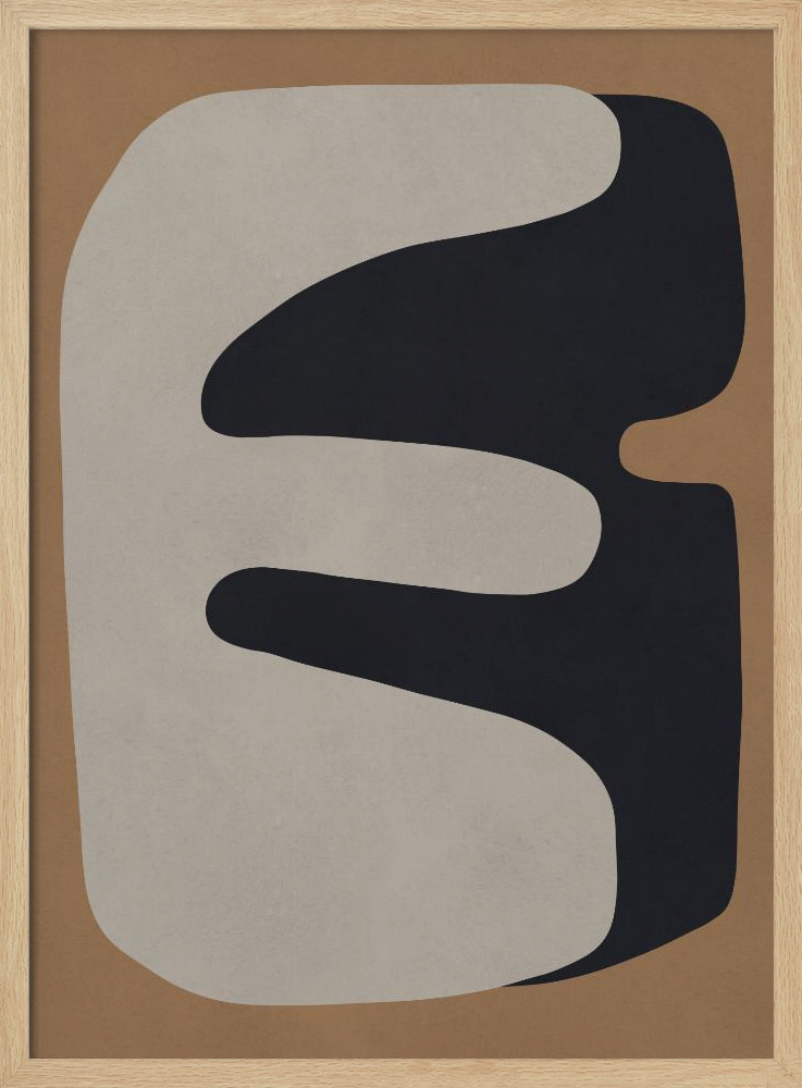 Poster - Brown and black art 3 posterframe van natuurlijk hout