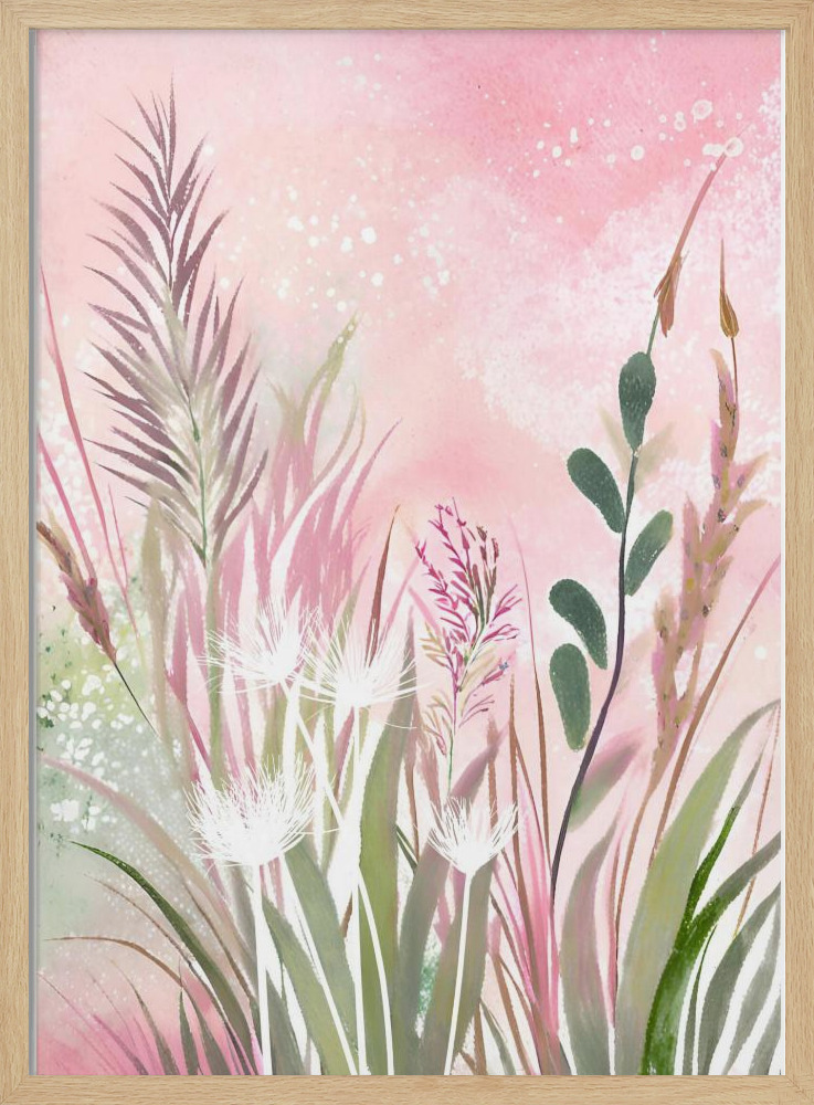 Poster - Pink and Green 32 natural wood poster frame