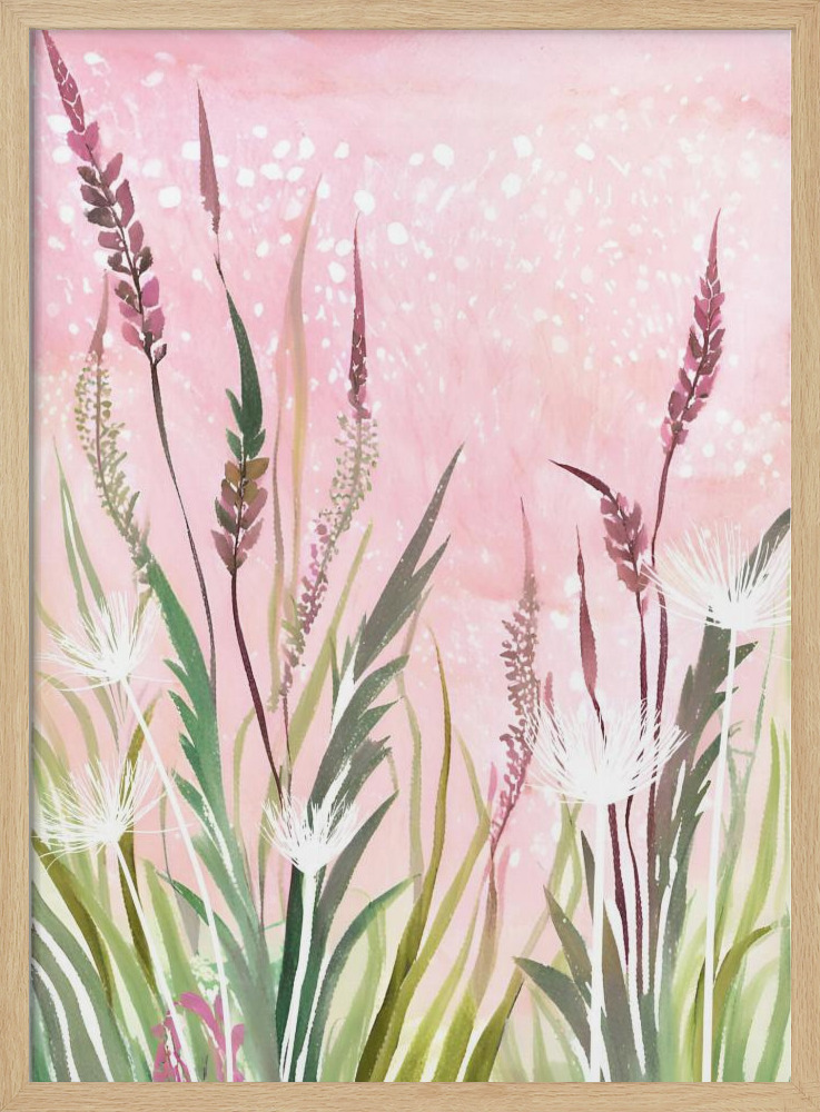 Poster - Pink and Green 33 natural wood poster frame