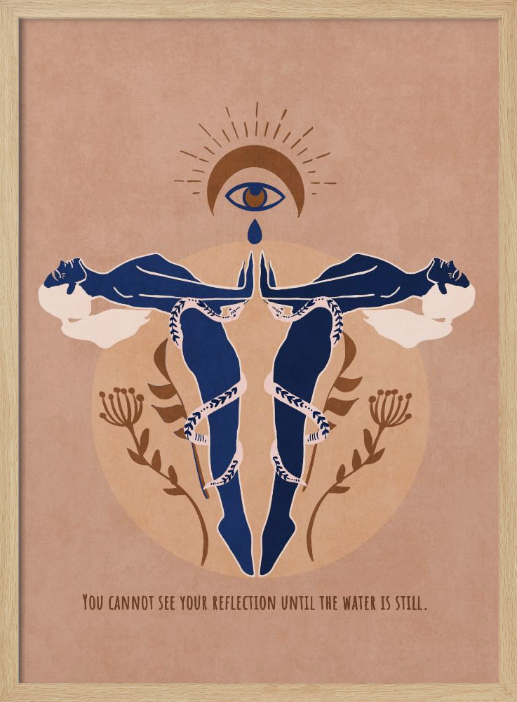 Poster - Ethereal Reflection posterframe van natuurlijk hout