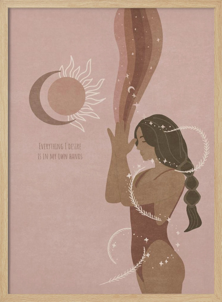 Poster - Celestial Dreams posterframe van natuurlijk hout