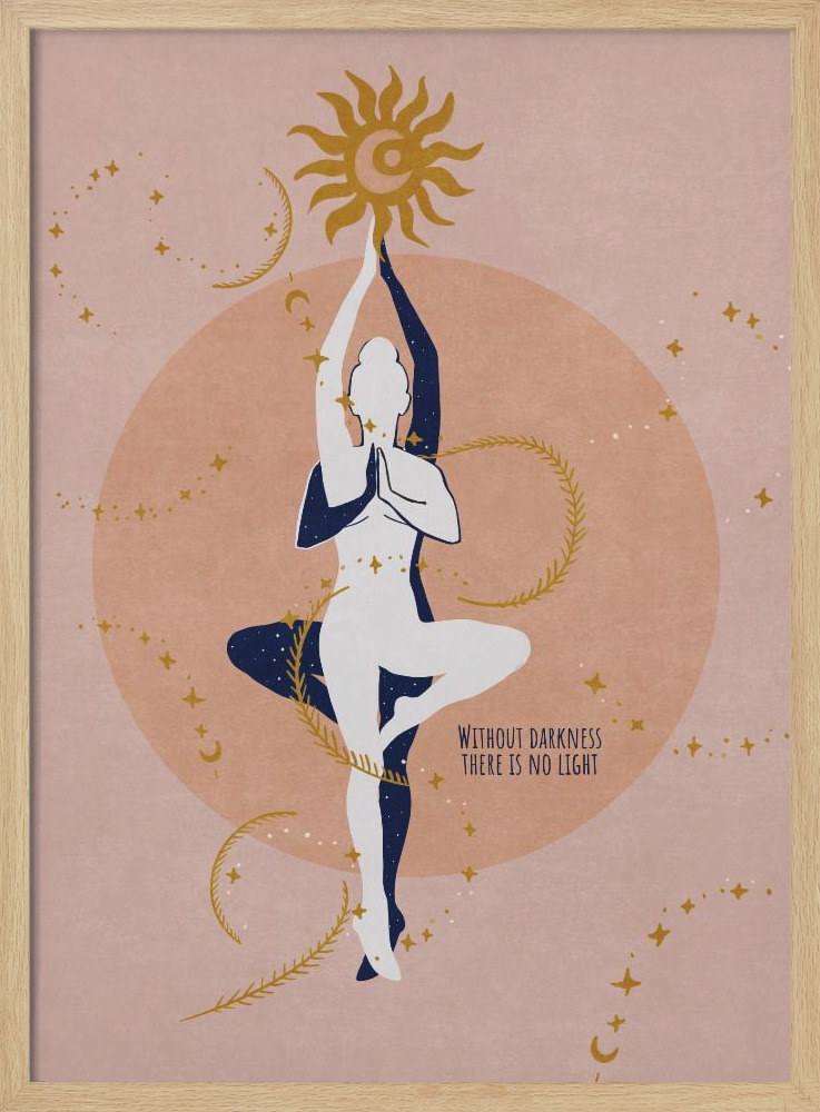 Poster - Yin Yang Balance posterframe van natuurlijk hout