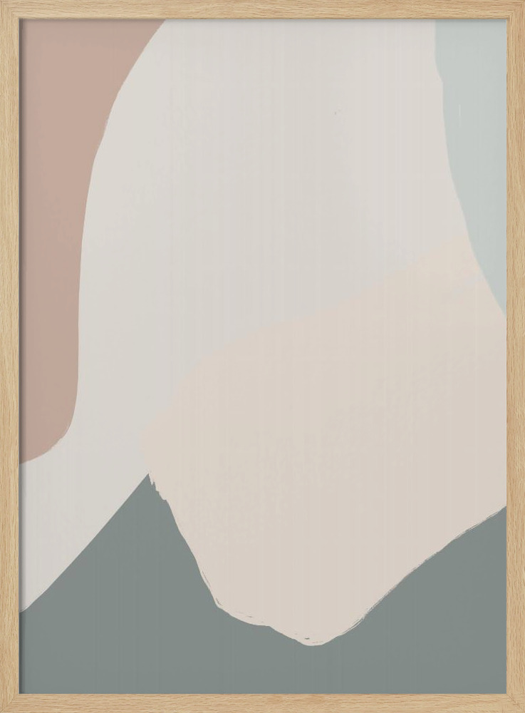 Poster - Soothing Beige Abstract posterframe van natuurlijk hout