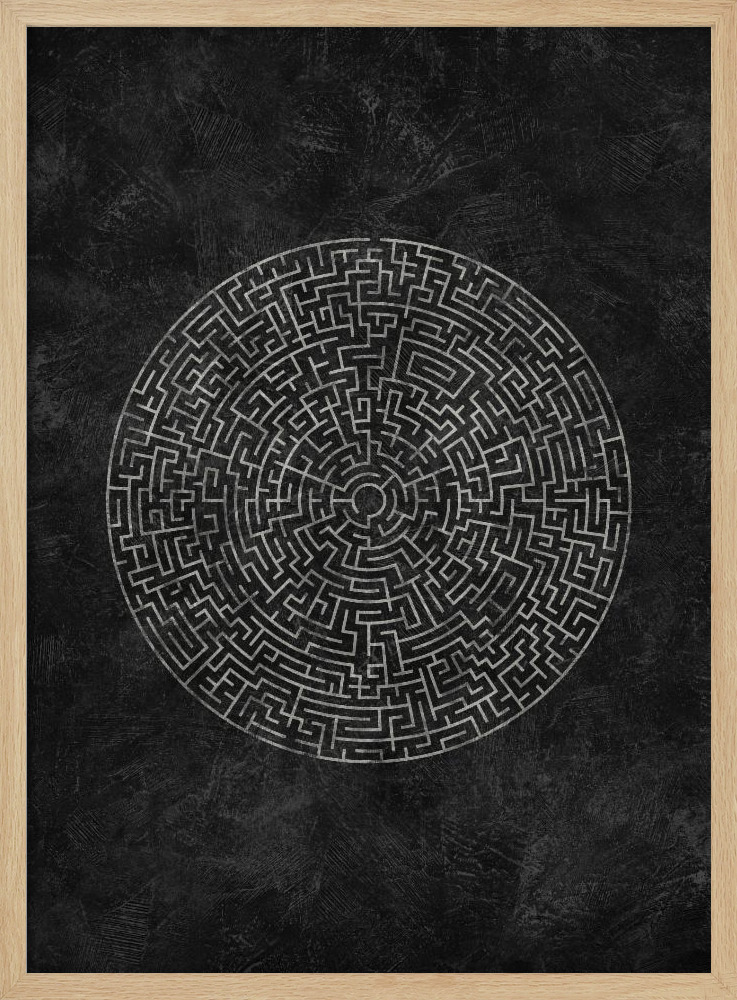 Poster - The Circular Journey Maze natural wood poster frame