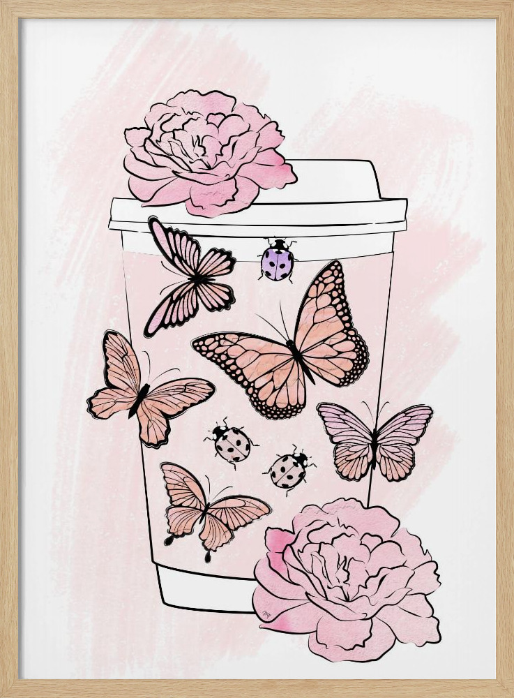 Poster - Summer Coffee posterframe van natuurlijk hout