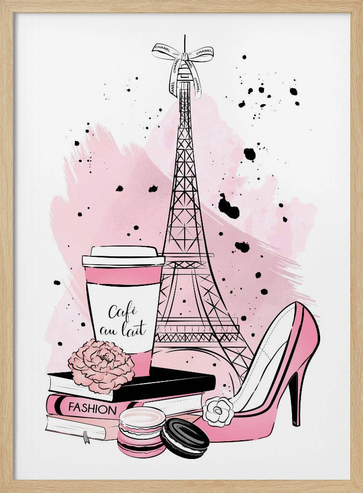 Poster - Paris Blush natural wood poster frame