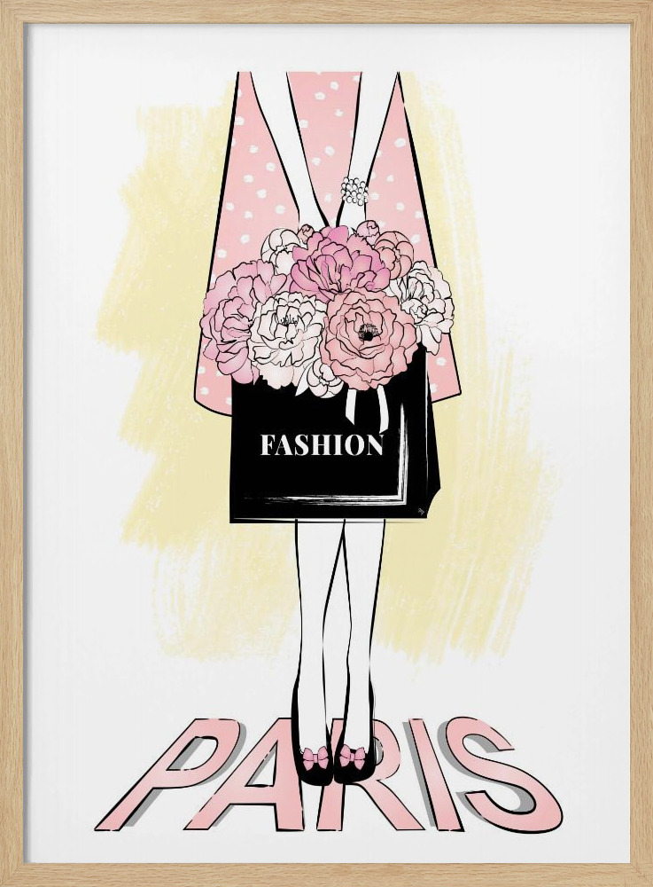 Poster - Fashion Girl posterframe van natuurlijk hout
