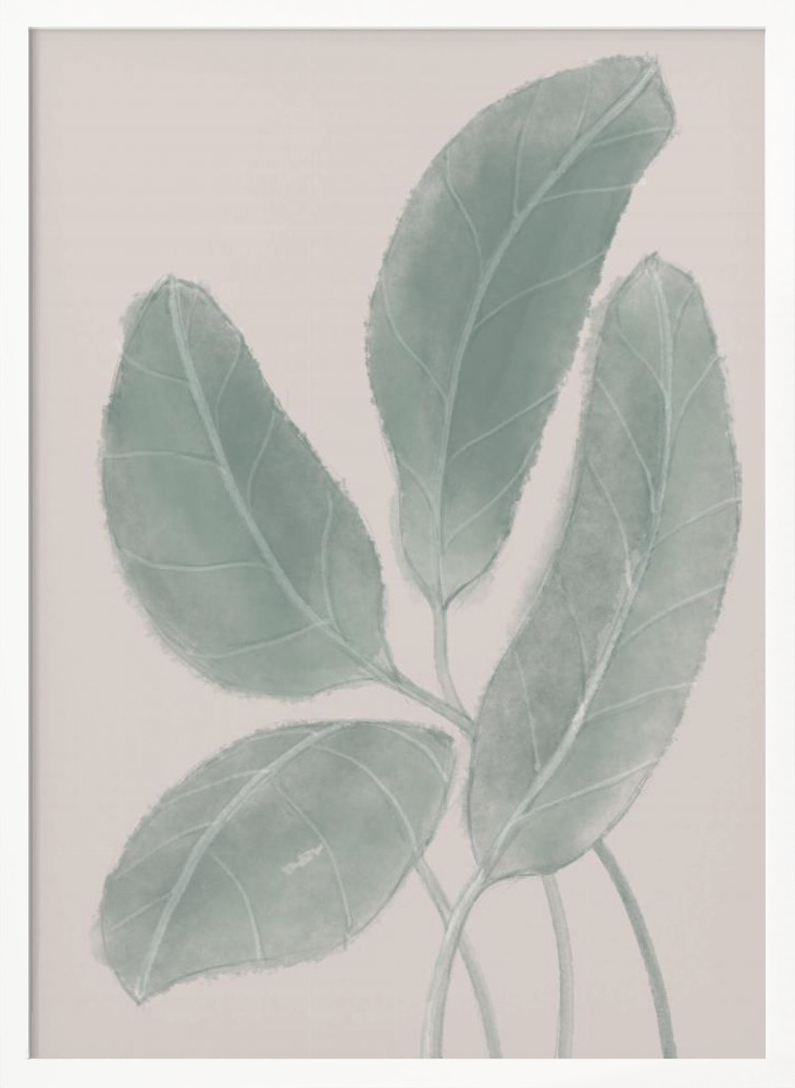 Poster - Leaves Watercolor white wood poster frame