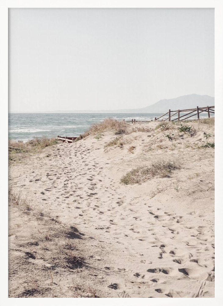 Poster - Beach_007 posterrahmen aus weißem Holz