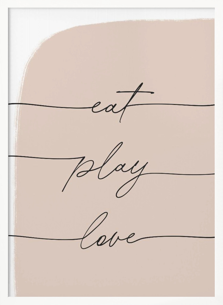 Plakat - Eat Play Love ramka na plakat z białego drewna