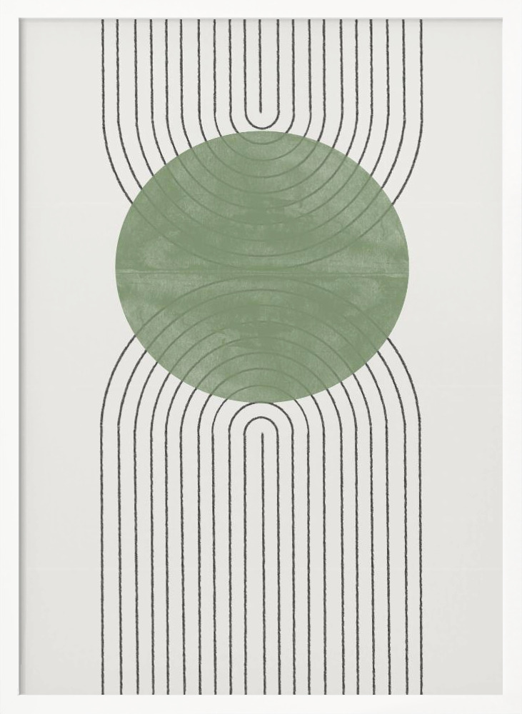 Poster - Green Moon No2. white wood poster frame
