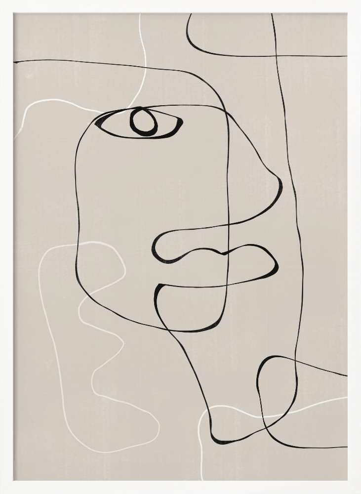 Poster Abstract Face No1. - Affisch white wood poster frame