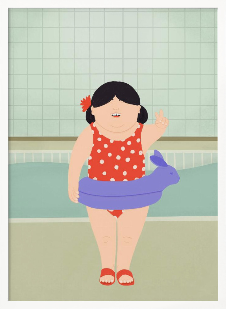 Poster - Swimming Lessons white wood poster frame
