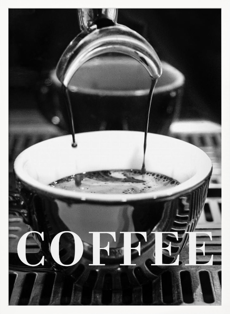 Affiche - Coffee Text 2 cadre de poster en bois blanc
