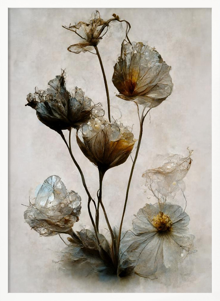 Poster - Crystal Flowers white wood poster frame