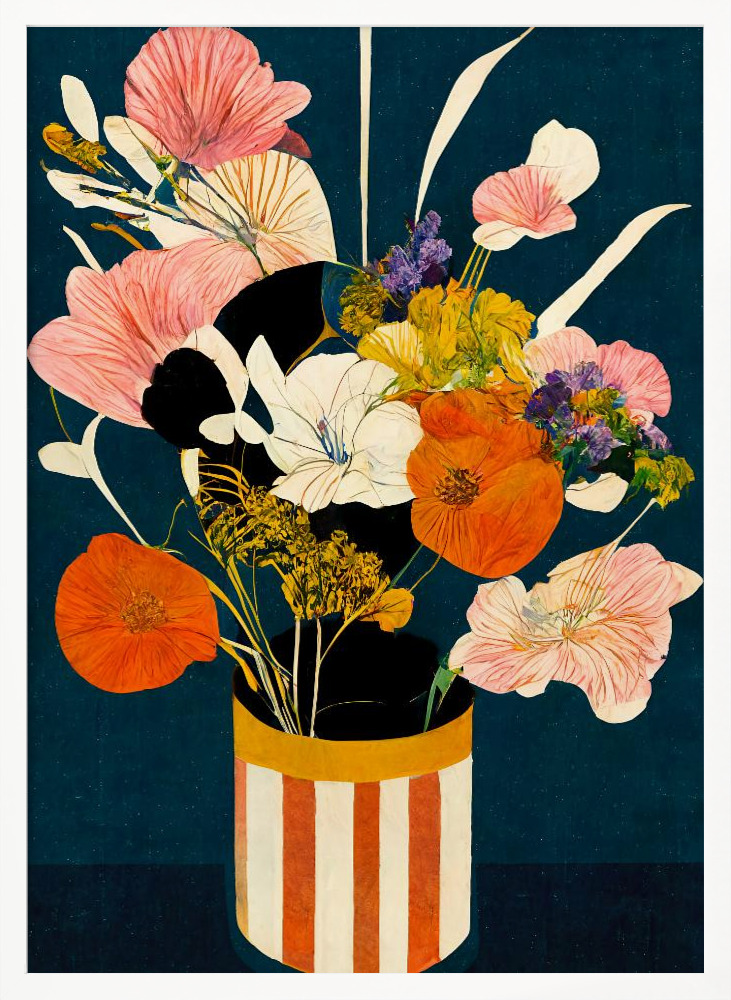 Poster - Flowers At Night white wood poster frame