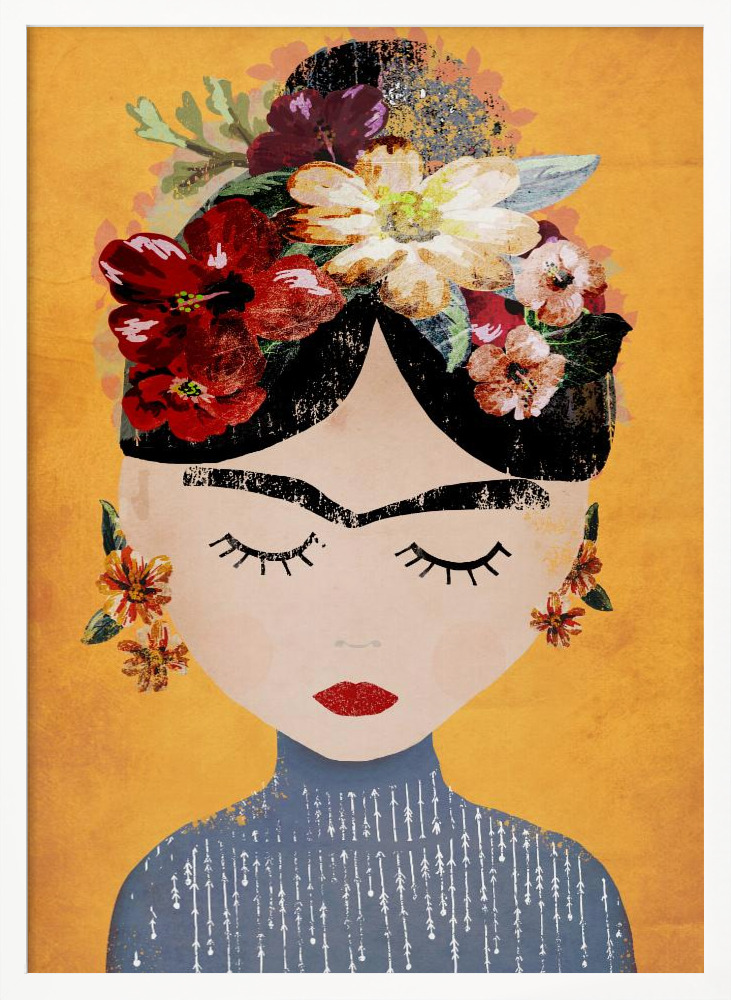 Poster - Frida (Yellow Version) white wood poster frame