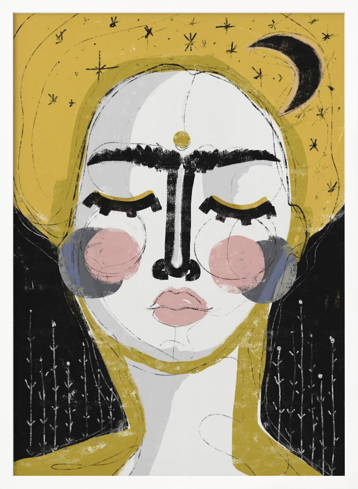 Poster - The Goddess Of The Night white wood poster frame