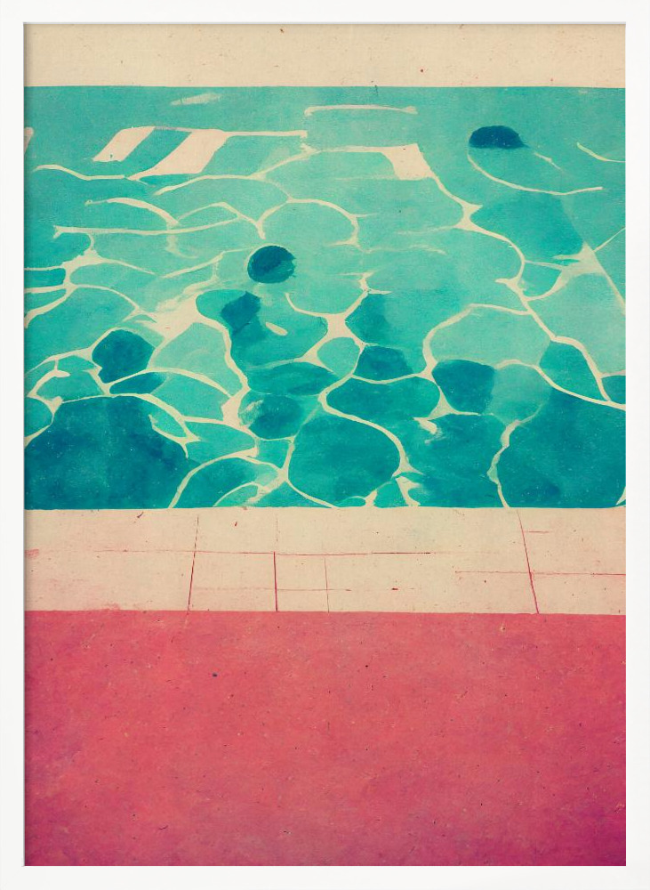 Poster - Swimming Pool white wood poster frame