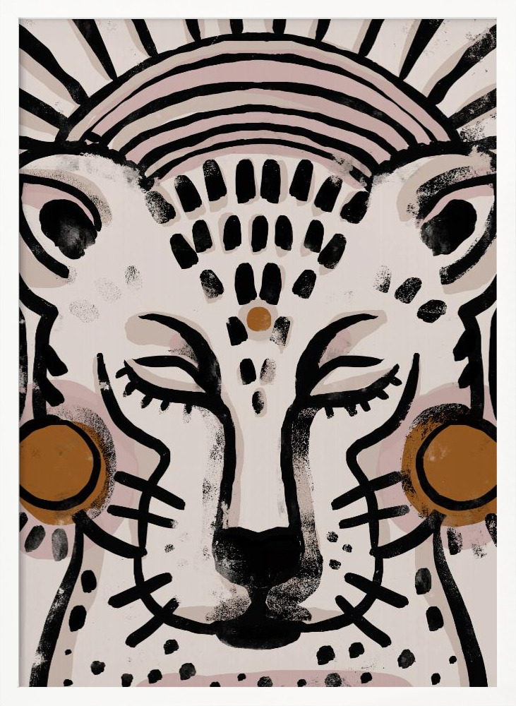 Juliste - Tiger (Light Version) valkoinen puu julisteen kehys