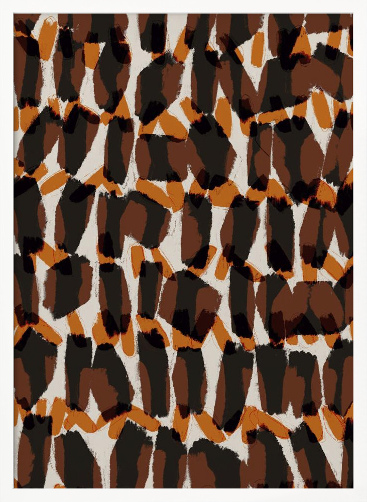 Poster - Brown Orange Brush Strokes white wood poster frame