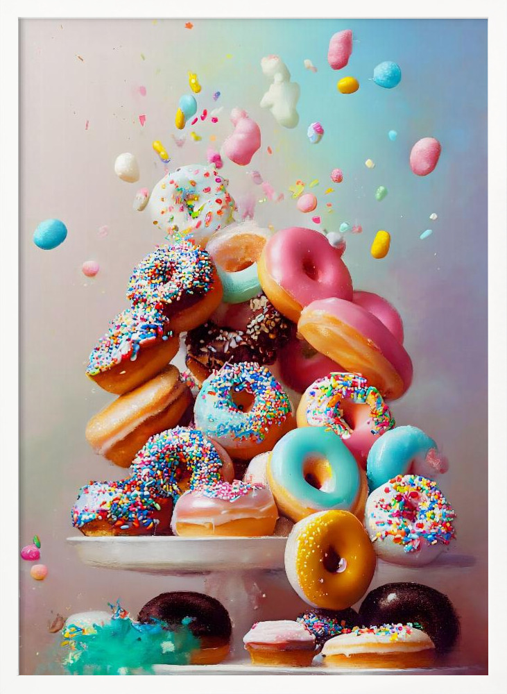 Poster - Donuts! white wood poster frame