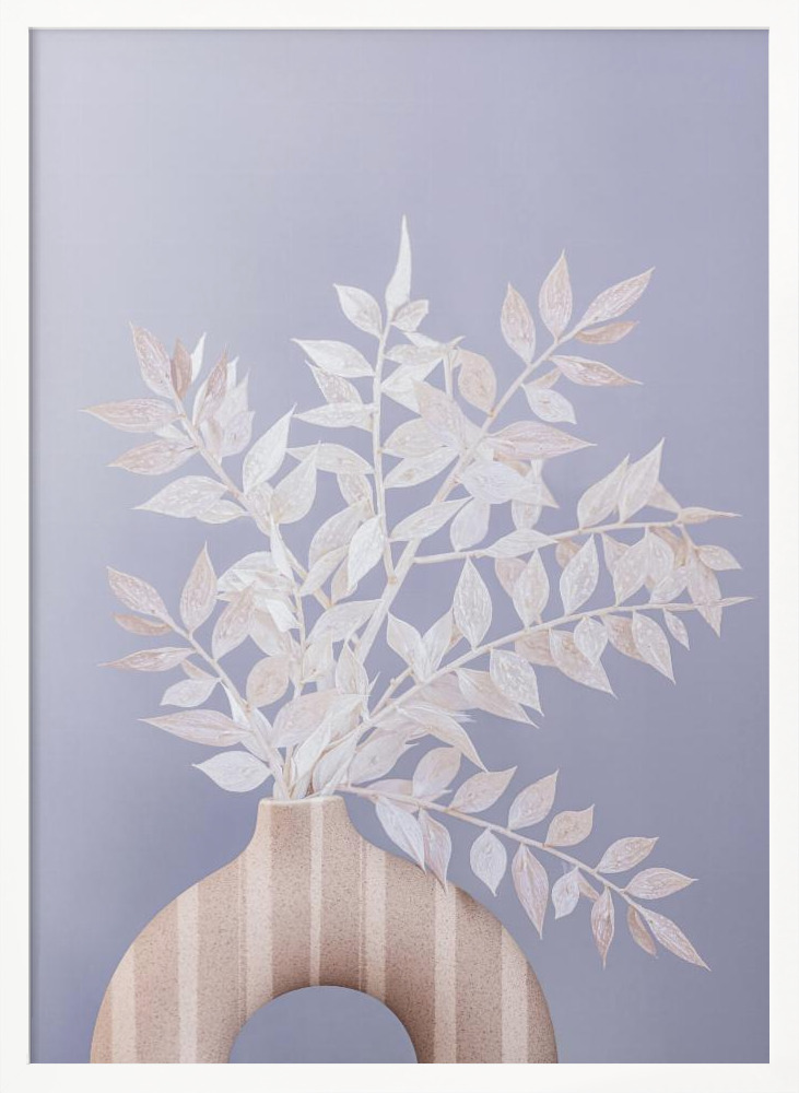 Plakat - Ruscus ramka na plakat z białego drewna