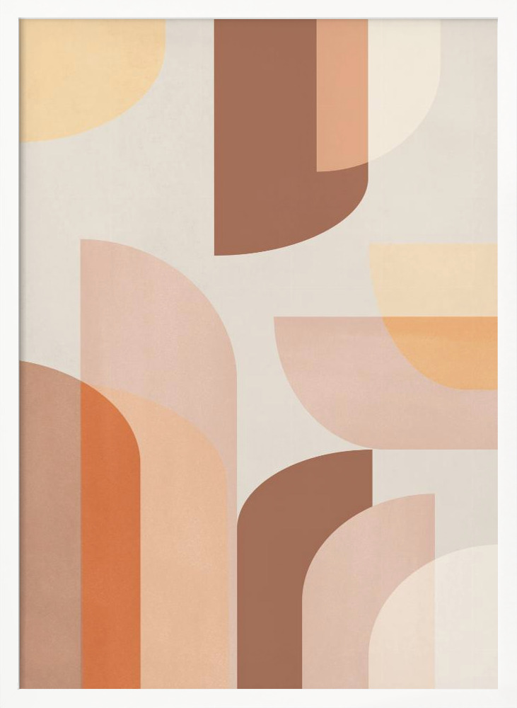 Poster - Retro Geometric white wood poster frame