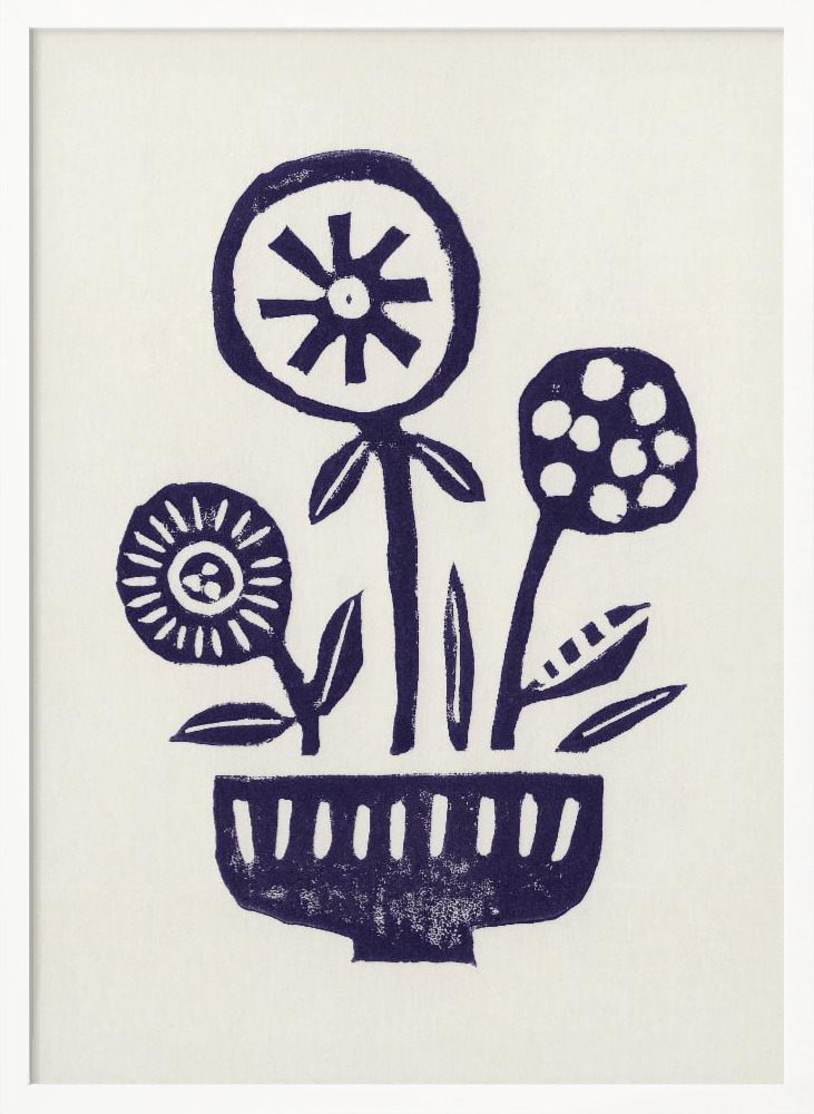 Poster Native Flowers - Affisch vit affischram i trä