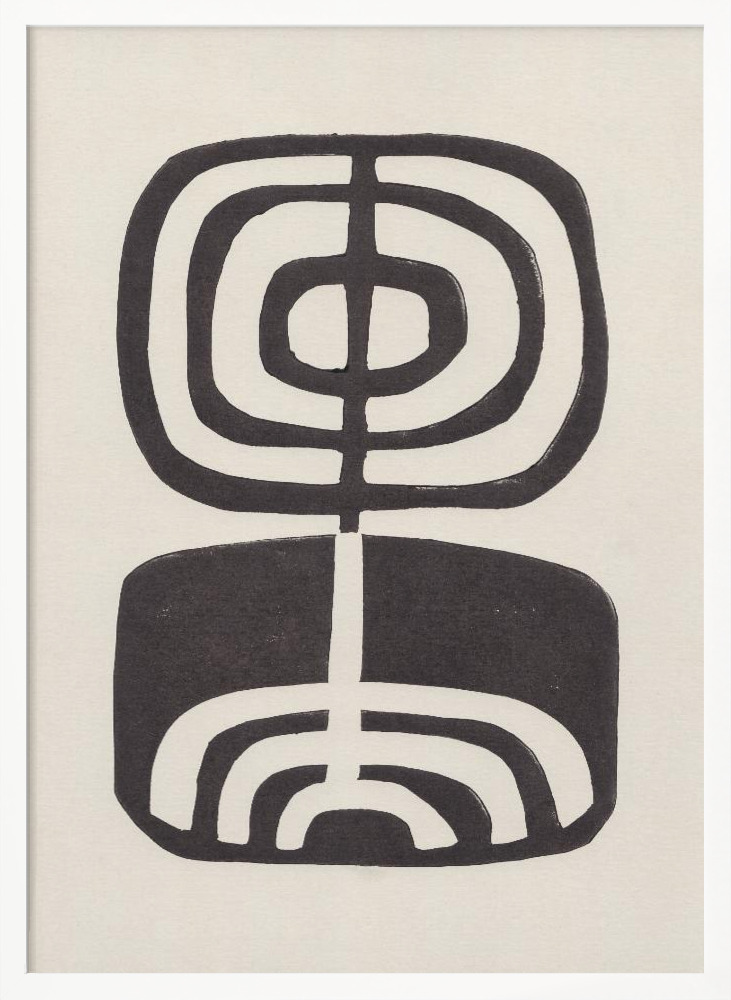 Poster - Modern Plant / Lino Print white wood poster frame