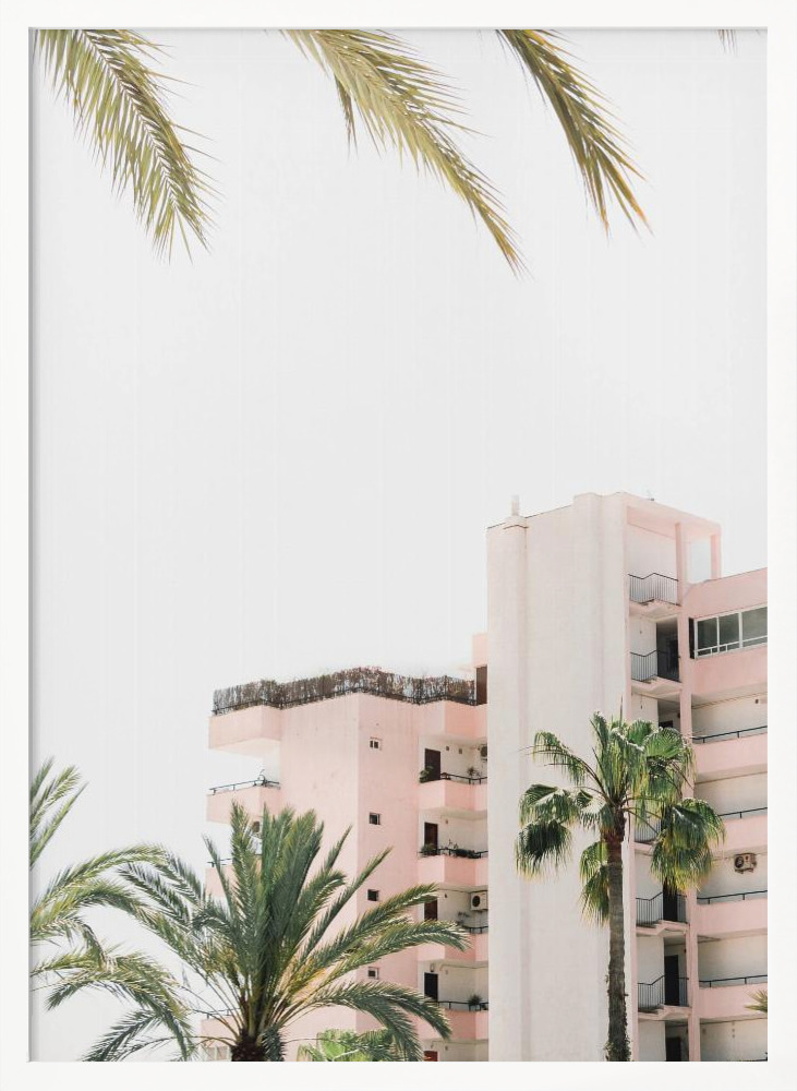 Plakat - Pink Hotel ramka na plakat z białego drewna