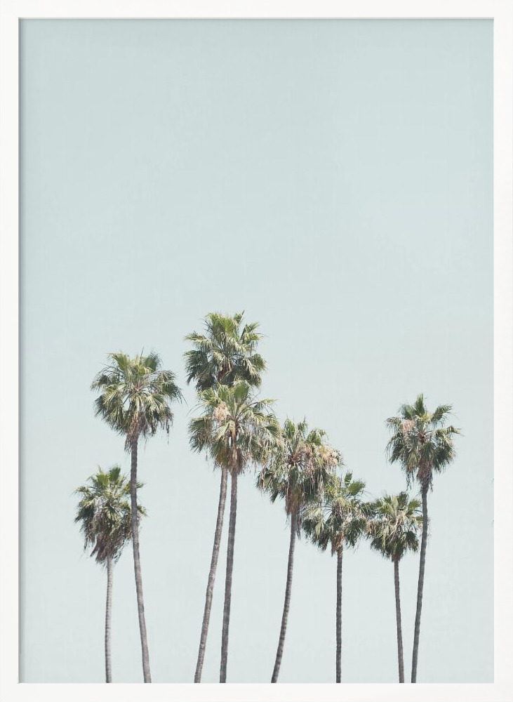 Affiche - Blue Palm Trees cadre de poster en bois blanc