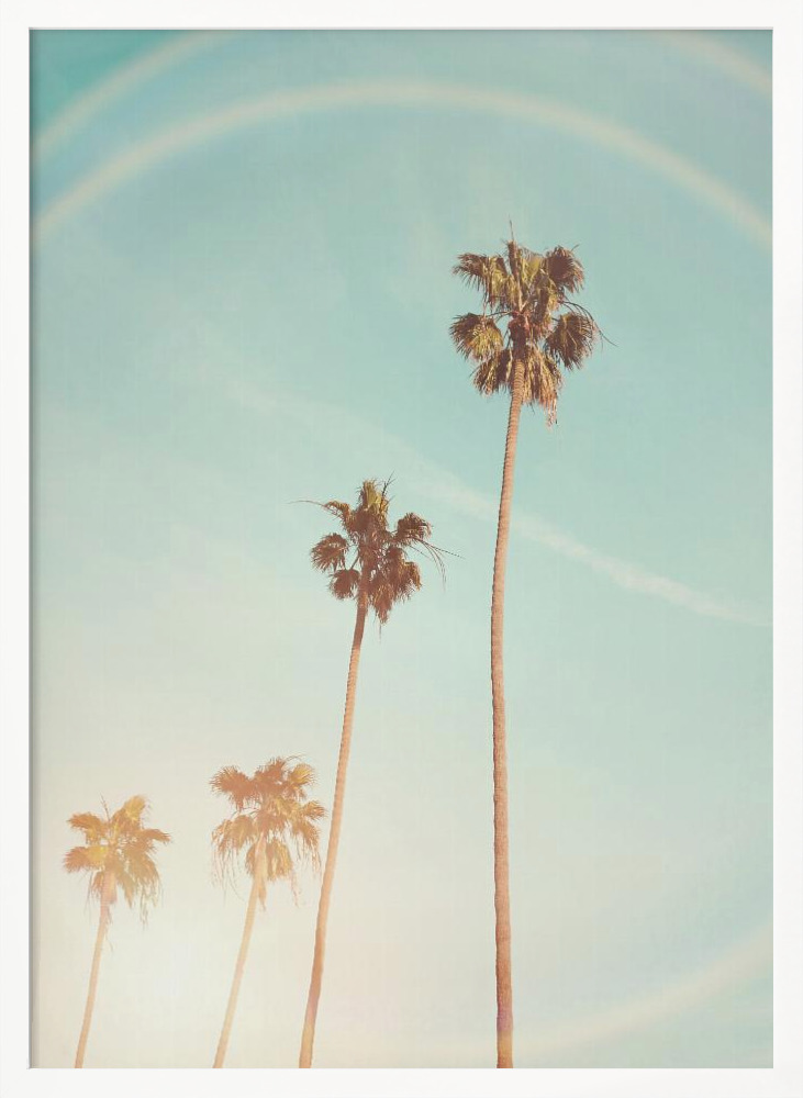 Affiche - Sunny Cali Palm Tree cadre de poster en bois blanc