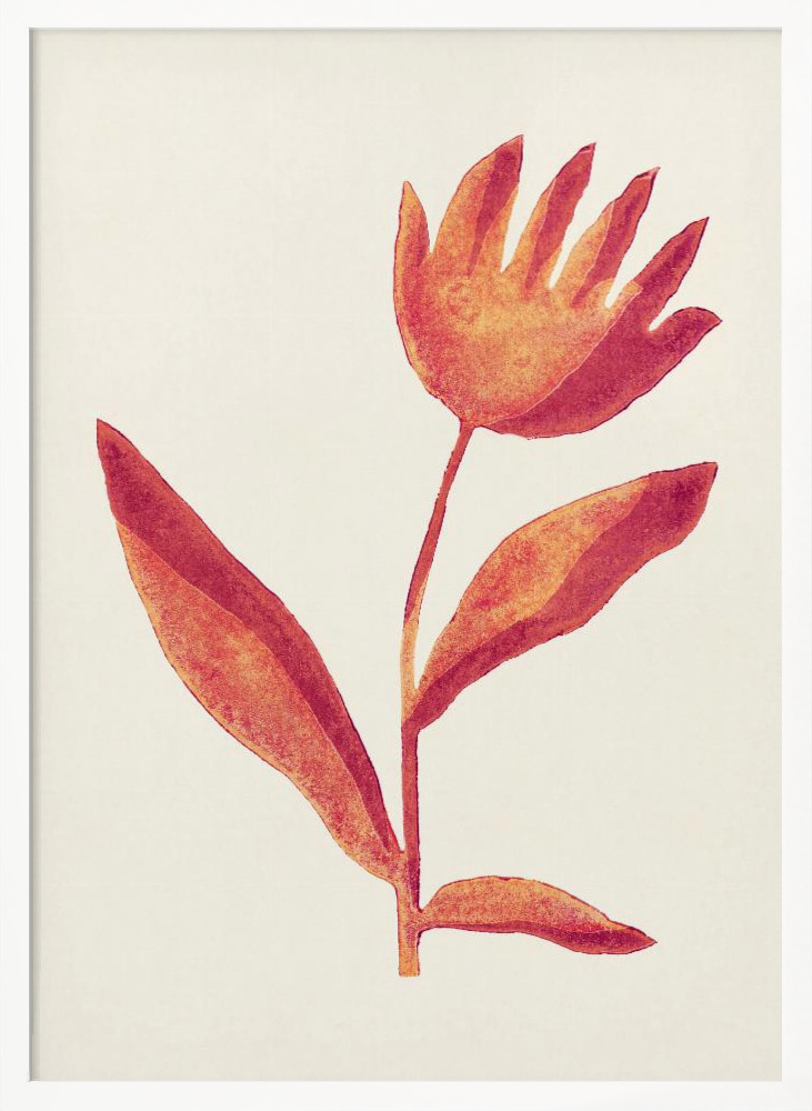 Poster - Linocut Flower / Viva Magenta posterframe wit hout