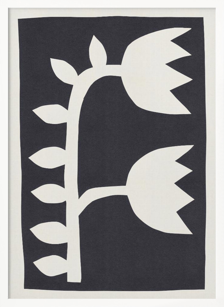Poster - Black Tulips #2 white wood poster frame