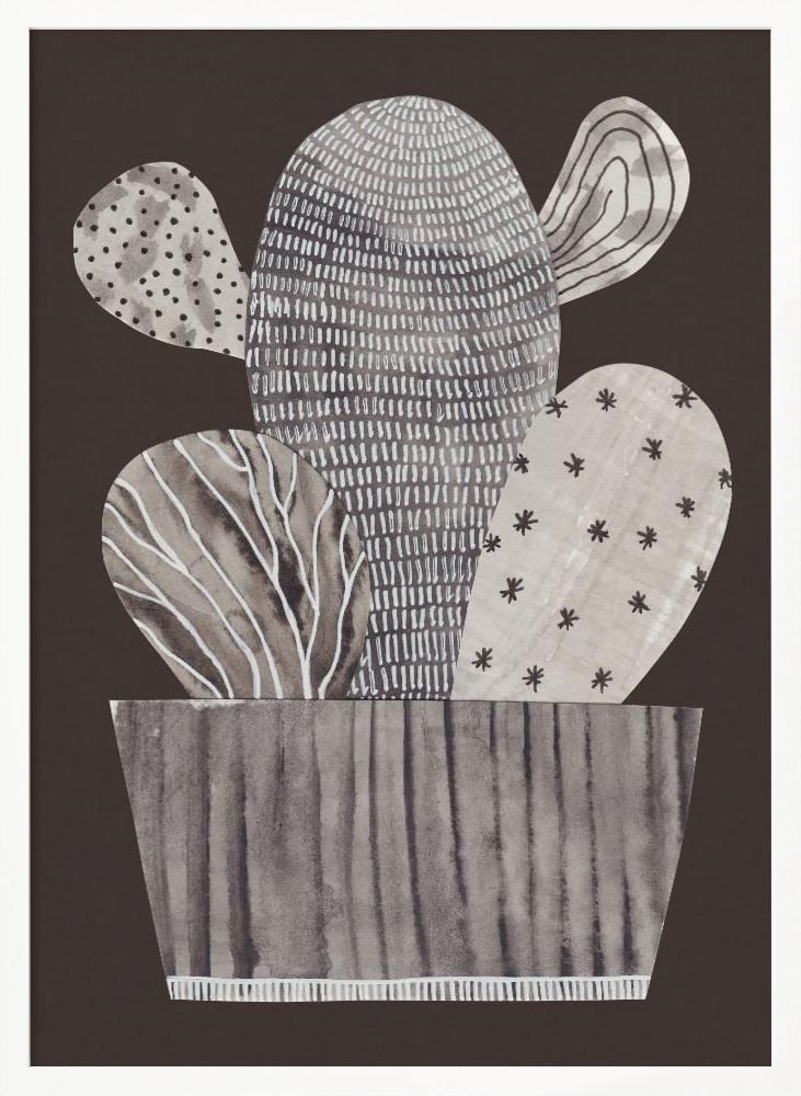 Poster Little cactus - Affisch vit affischram i trä